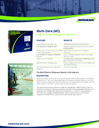 Thumbnail of document Data Sheet - MZ Multi-Zone Refrigerant Leak Detector